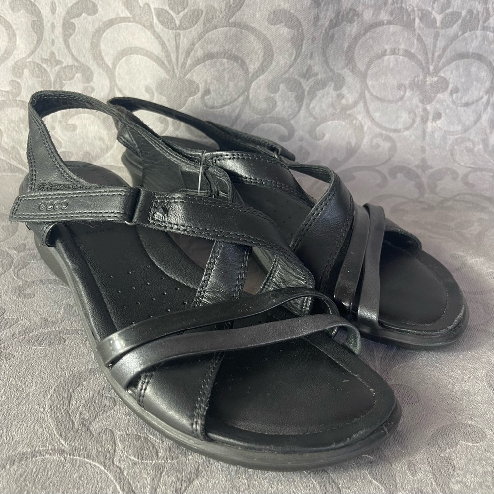 Ecco Women's Felicia Black Leather Slingback Sandals Sz 39
